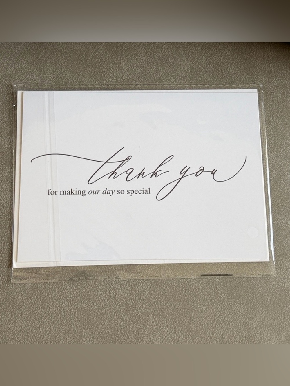 Wedding Thank You Card - White with Black Script
